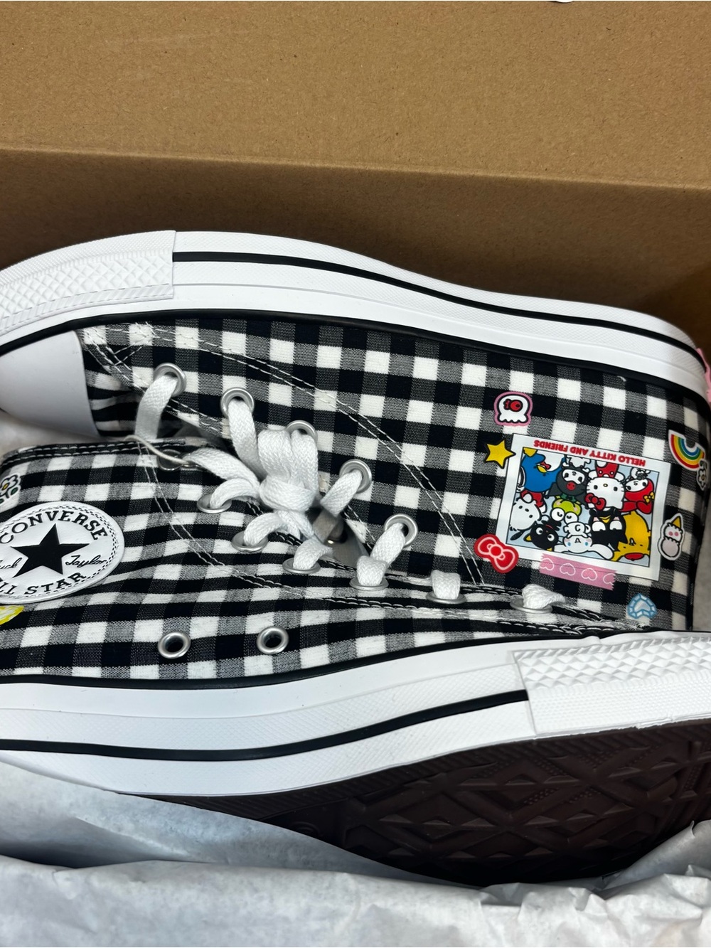 Converse CTAS HI All Star Hello Kitty High Top Canvas Sneaker Black Womans 8 - Picture 2 of 8